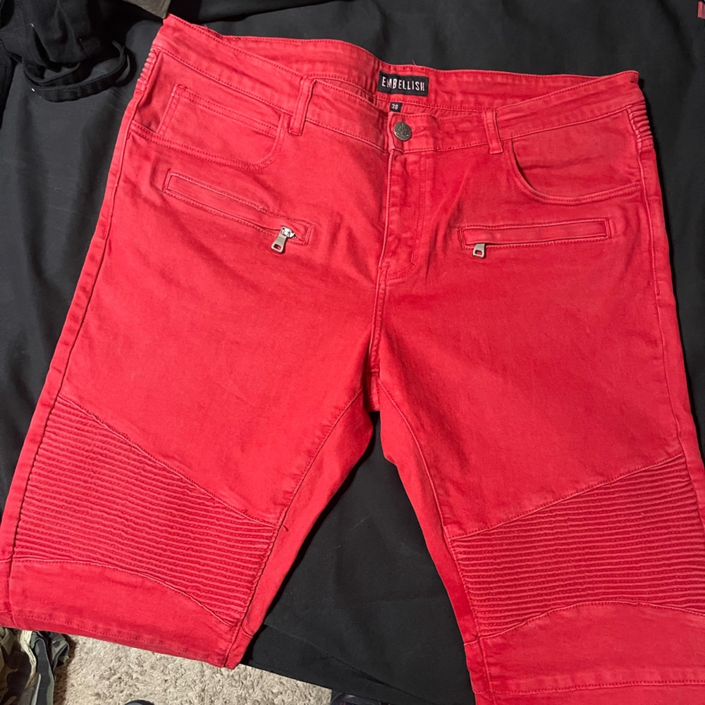 Embellish NYC Red Biker Jeans Size 38 Men